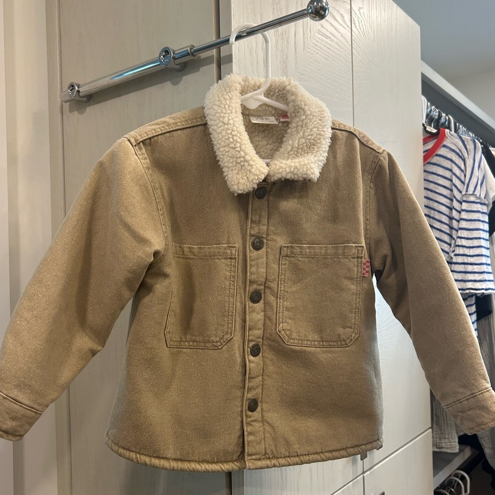 Zara kids Fleece lined canvas jacket size 2-3